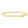 Minimalist 4mm natural cream stone bead elastic bracelet with polished finish - Yellow Jade