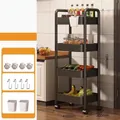 Black 4-tier kitchen utility cart with wheels, dimensions 410x300x1040mm for storage - 4 Tiers / Black