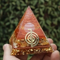 8cm Orgone energy pyramid with rose quartz ball and copper coil for home decor - 8cm