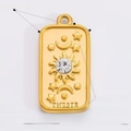 Pendentif tarot étoile en acier inoxydable plaqué or 18k avec dimensions précises - Pendentif Rectangulaire en Relief Lune et Étoiles (PJ91196)