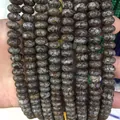 Perles d'abaque en pierre naturelle marron foncé en piles de fils verticaux - Style Flocon d'Or / 5*8mm (environ 73 pièces/fil)