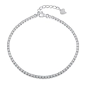 Classic S925 sterling silver tennis bracelet with round cubic zirconia and heart tag - 2mm/16cm / Silver