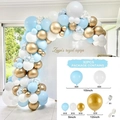 92-piece balloon arch kit with light blue, white, and metallic gold latex balloons for events - Youth Metallic Blue