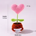Handmade crochet pink heart potted plant doll with cute smiley face and greeting card - Positive Potted-Heart Deep Pink