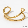 Goldener zweischichtiger offener Armreif aus Edelstahl mit elegantem Design - Gold Armband (KA1202)