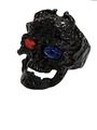 Gothic skull ring in matte black finish with red and blue gemstone eyes - Black Red Blue Eye Skull