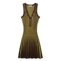 Abito corto in maglia senza maniche con scollo a V e righe marroni e verdi - Verde Matcha / XS