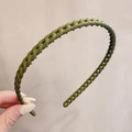 Deep green headband with woven chain texture and elegant matte finish for women - 34# Chain-Green