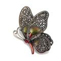 Vintage silver butterfly brooch with enamel wings and red central rhinestone accent - Style 56/Retro Silver Gradient Enamel