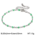 Titanium steel chain necklace with light green beads and adjustable lobster clasp - 200mm*2mm / Green