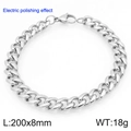 Bracelet gourmette en acier inoxydable argenté poli, largeur 8 mm et longueur 200 mm - Largeur 8mm x Longueur 200mm (KB207778-Z)