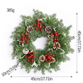 Artificial Christmas wreath with red berries and pine cones, 45cm diameter, 385g weight - 45CM (Inc Pine Needles/Berries/Pinecones)