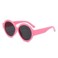 Gafas de sol redondas rosas con lentes oscuras y detalles metálicos para mujer - Montura Rosa Lente Gris