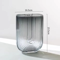 Grey U-shaped glass vase with vertical stripes, size 16.5x7.3x23.5cm, Nordic style - Large / Smoke