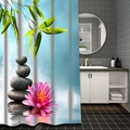 Bamboo and zen stone shower curtain set with lotus flower on waterproof fabric - YS-15 Zen Bamboo Lotus Stones / 90*180CM Shower Curtain