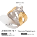 Pentagram stainless steel ring in two-tone gold and silver finish, waterproof and hypoallergenic - JDR0303009-PS-7 Two-tone Ring
