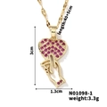 Detaillierte Maße des goldenen Herz-Anhängers mit rosa Zirkon und 40+5cm Kette - Gold Herz Geste - Rosérot Zirkonia (N01098-1)