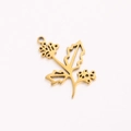 Golden December birth flower pendant in stainless steel with mistletoe plant design - December Gold