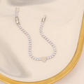 Detailed view of silver zircon bracelet with central heart charm on decorative plate - Silver Heart Charm Pendant Style (11#)