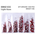Light Siam red flatback nail rhinestones in individual packaging, DBSZ-035 1440pcs pack - Mixed Sizes SS4-SS16 Around 1440 Pieces / Red