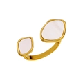 Anello regolabile in acciaio dorato con inserti asimmetrici in madreperla bianca - Oro 6