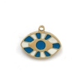 Blauer und weißer Emaille-Böse-Blick-Anhänger mit Goldmetallrahmen für DIY-Schmuck - Blau-weißer Augenanhänger