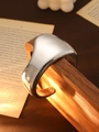 Minimalist open-style silver-plated cuff bracelet with polished irregular organic curves - L152 Silver Peak Smooth