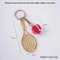 Miniature gold tennis racket keychain with red flocked ball sports souvenir accessory - 2cm Small Red Tennis Ball + Gold Racket