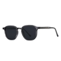 Translucent dark grey polarized sunglasses with detailed geometric patterns on metal core - Gray Frame/Gray Lens