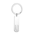 Polished silver stainless steel bar keychain with hollow U-shape design for backpacks - Letter U