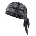 Elastische zwarte bandana met wit paisley-patroon voor sport- en wielermode - Zwart Nr. 2