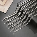 Zilveren roestvrijstalen Cubaanse schakelkettingen in breedtes van 3 mm tot 10 mm - Ketting