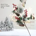 60cm Christmas artificial pine branch with red berries and snowy pine cones - (203437) Natural Pinecone & Berry Branch
