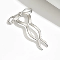 Zilveren haarspeld met strik en minimalistisch golvend U-vormig metaalontwerp voor dames - Zilver