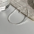 Minimalist silver S925 sterling silver bracelet featuring polished square bead chain design - Crushed Silver Bracelet (C81)