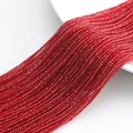 Polished red faceted crystal glass beads in 32-facet spherical cut for jewelry DIY - 1MM String Approx 190pcs (Actual Size 2MM) / Medium Red