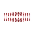Red cat-eye press-on nails set in almond shape with white heart patterns and high gloss finish - Strip Pack / Red Cat Eye White Heart (B1-13835)