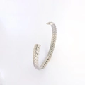 Sleek silver stainless steel open bangle with intricate fish scale weave texture - Woven Texture / 933 Steel Color Open Cuff Bangle