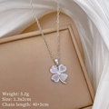 Silver clover necklace with mother-of-pearl pendant and size weight specifications - Four Leaf Clover (F516 Silver) / Silver