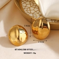 Golden irregular circle stainless steel earrings, size 2.9cm x 2.5cm, weight 15g - Gold Irregular Round Style (1640)