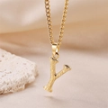 Golden letter Y pendant necklace with organic texture on an elegant stone base - Gold Letter Y (Pendant Only)