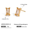 Gold Clear Rectangle Gemstone Stud Earrings (JDE0212023-11)
