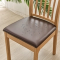 Waterproof PU leather chair seat cover in dark brown finish for dining room protection - Coffee