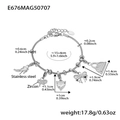 Bracelet en acier inoxydable argenté avec breloques cœur et détails de mesure - Style Talons Sac Acier(E676)