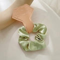 Elegant light green satin scrunchie with silk luster on a decorative display card - With Diamond Card / Champagne