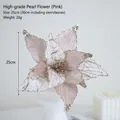 Champagne pink artificial 25cm Christmas flower decoration with sparkling glitter details - 25cm / Champagne