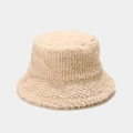 Thick cream faux shearling bucket hat with cozy plush texture and warm lining - M (56-58cm) / Beige