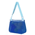 Blue mesh shell bag for kids with adjustable strap for beach and toy storage - Navy Blue with Blue Strap / 21*25*8cm