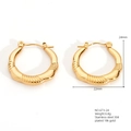 Irregular 18k gold plated stainless steel earrings with twisted bamboo texture - Spiral Retro Bamboo Style (24x22mm)