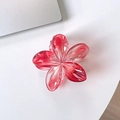 Macro shot of transparent red gradient frangipani hair claw with sturdy metal spring - 8# Bright Red
